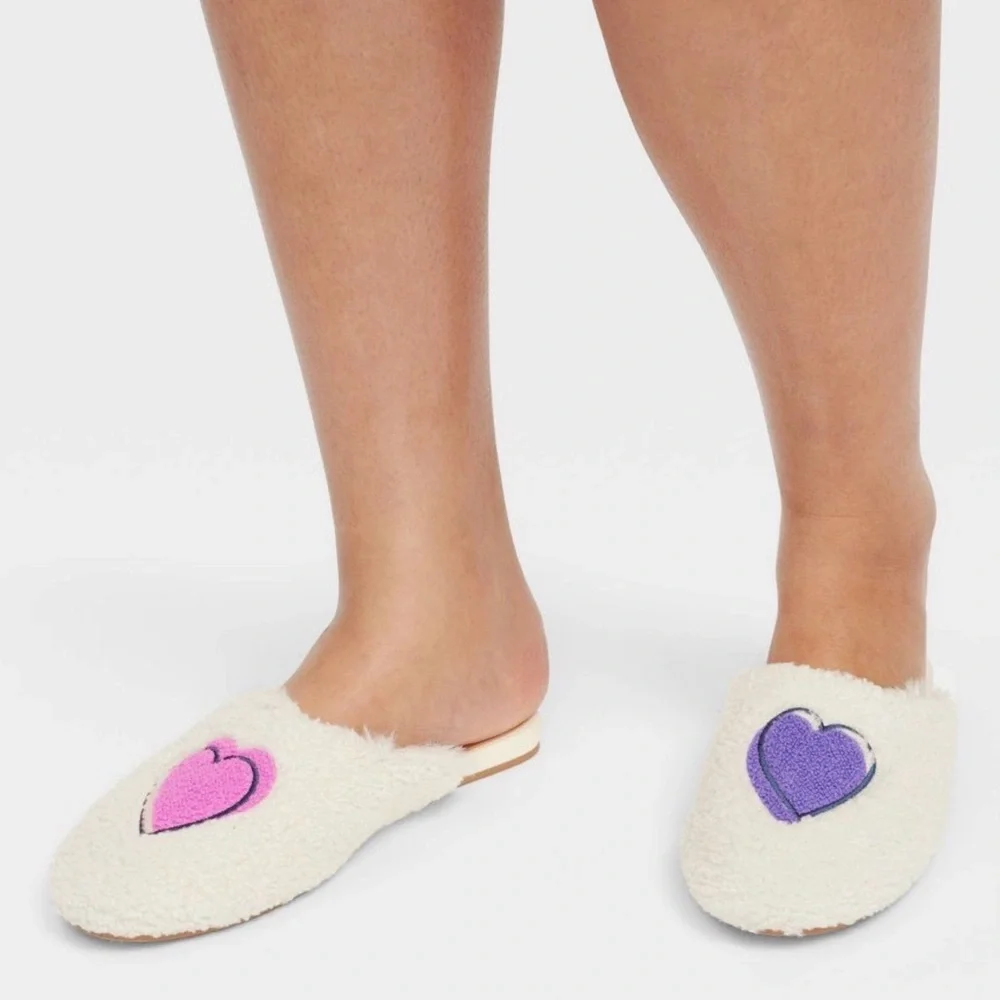 Roller Rabbit x Target Women’s Disco Hearts Fuzzy House Slippers - Picture 2 of 8